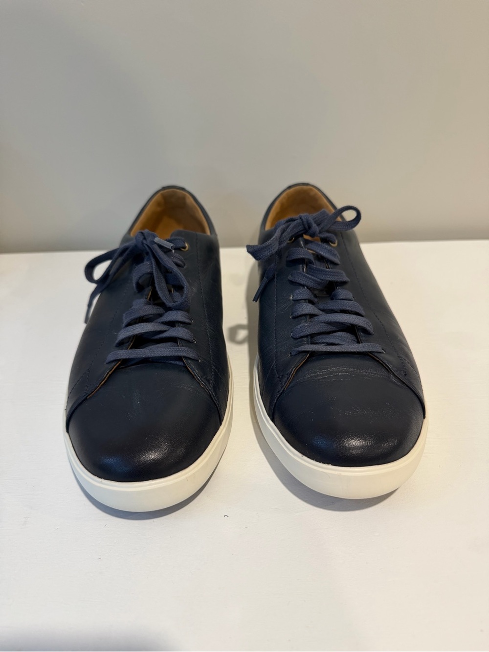 Cole Haan Navy Leather Low-Top Sneakers with White Sole